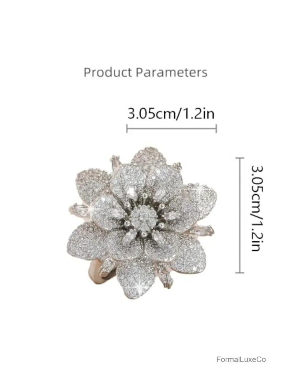 Double Layered Rhinestone Flower Ring Cubic Zirconia Wrap Finger Band
